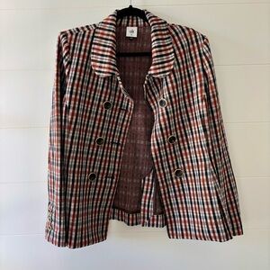 CAbi Red and Black Blazer Lightweight Plaid Jacket